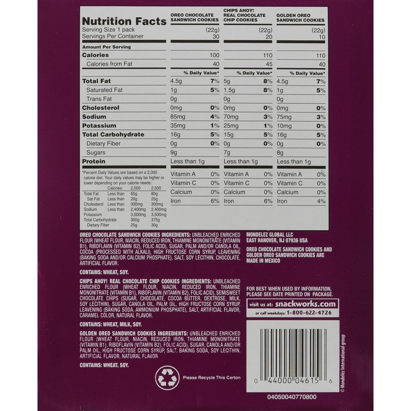 Nabisco Cookie Variety Pack, 60 Count