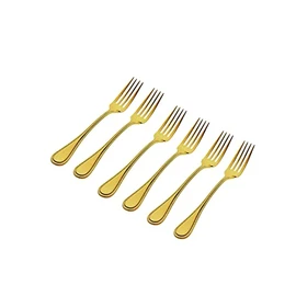 Godinger Flatware Dinner Forks, 18/0 Stainless Steel Gold Bead, Set of 6