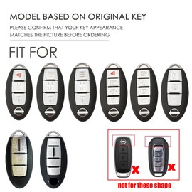 ontto Metal Leather Car Key Fob Cover Fit for Nissan Juke qashqai Leaf x trail Rogue Sentra Pathfinder Navara Armada Smart Key Holder case keyring Shell bag keychain auto accessories Grey 1