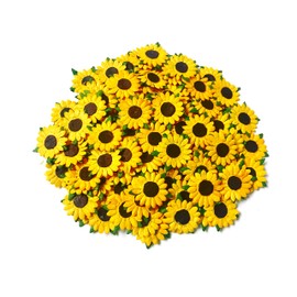 Lindesa Set of 50 Yellow Sunflower Paper Flowers, Size 0.55 inches, Craft Supplies, Wedding Decor