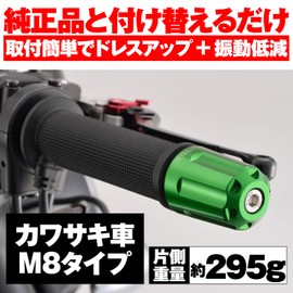 Daytona 17268 Aluminum Billet Motorcycle Bar End Kawasaki M8 Type (ZRX1200DAEG Ninja250 etc.) Heavy Weight Bar End Revolver, Green