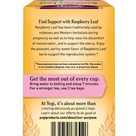 Yogi Tea Raspberry Leaf Tea - 16 Tea Bags per Pack (6 Packs) - Supports Women’s Health, Healthy Pregnancy, and Menstrual Cycles – Caffeine-Free Herbal Tea - Made from Organic Raspberry Leaves