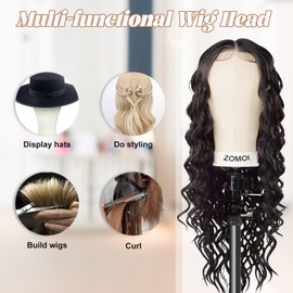 Wig Stand with Head, 22 Inch Canvas Wig Head with Stand for Wigs, Canvas Mannequin Head, Manikin Head Block Set for Wigs Making Display with Wig caps, T Pins, C Bristle Brush