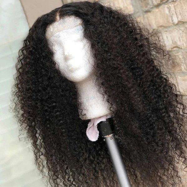 SUNTU Lace Front Kinky Curly Wig 13x4 HD Transparent Lace Wigs Afro Kinky Curly Human Hair Wigs Pre Plucked Bleached Knots With Baby Hair Natural Hairline (20 Inch)