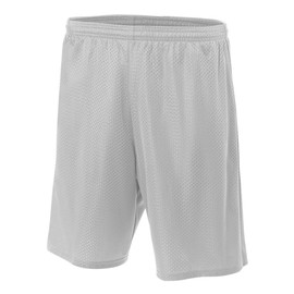 A4 Pantalones Cortos de Malla de Tricot con Forro de 17,78 cm, Color Plateado, XXL