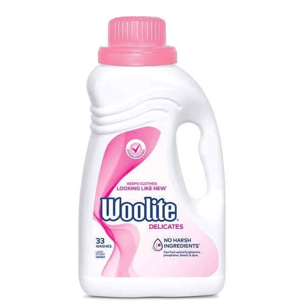 Woolite Delicates Hypoallergenic Liquid Laundry Detergent, 50 oz, 33 Washes, Machine and Hand Wash Eligible
