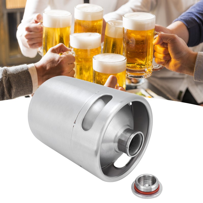 2L Beer Keg Mini Stainless Steel Beer Barrel with Spiral