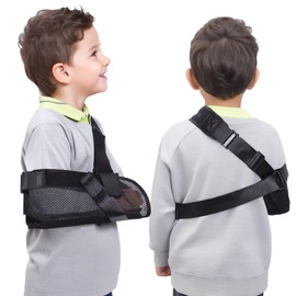 GAOUREL Arm Sling for Kids, Arm Brace with Support Plate, Arm Support Sling Shoulder Immobilizer for Children Shoulder Injury, Suit for Left and Right Arms, Boy and Girl (black-XS)