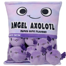 GDGZT Axolotl Plush Pillow, Removable Axolotl Toy with Salamander Stuffed Animal Dolls, Soft Kawaii Cushion as Room Decoration, Creative Axolotl Gift for Kids Birthday, Christmas (6 Purple Axolotls)