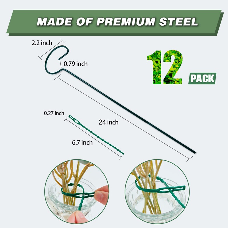 Joyhalo 12 Pack Plant Support Stakes 24 Inch, Plant Stakes,