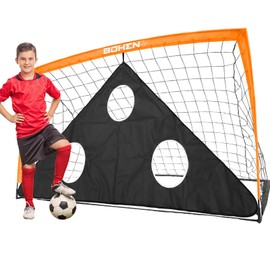 BOHEN Portable Soccer Goal for Kids - 6x4FT Foldable Soccer Net for Backyard Indoor Outdoor with Carrying Bag & Target Gate for Easy Storage and Transportation(6x4FT, 1 Piece, Orange)