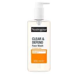 Neutrogena Neutrogena Clear & Defend Face Wash (1x 200ml), Oil-Free Facial Cleanser for Spot-Prone Skin, Facial Wash with Purifying 2% Salicylic Acid to Help Prevent Breakouts for Smoother, Clearer Skin