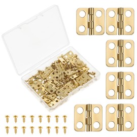 Pack of 30 13 x 12 mm Mini Hinges, Brass Hinge Small, Small Hinges for Wooden Boxes, 180 Degree Swivel Hinges with Screws, Miniature Furniture Accessories (Gold)