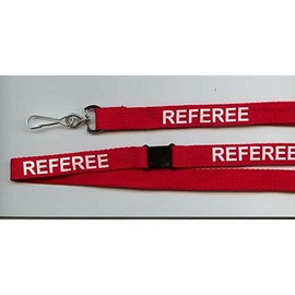 1 Referee Printed Red/White Strap Ribbon Lanyard for Umpires Badges Pass ID Identity Cards: Free UK P&P