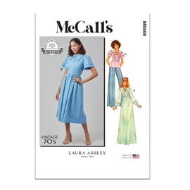 McCall's clásico 1970's Misses' Vestido y patrón de costura superior paquete de Laura Ashley, código de diseño M8569, 6-8-10-12-14, multicolor