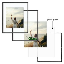 Frametory, 16x20 Floating Picture Frame - Metal Photo Frame - Real Glass - for Wall Mount or Tabletop Displays (Black, 2 Pack)