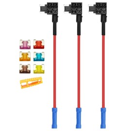 Aiqeer 3 Pieces 12V / 24V Low-Profile Piggy Back Fuse Holders, Car Add-a-Circuit Fuse Tap with Wire Harness, Free 6 Pieces Micro Blade Fuses and Fuse Puller (Crimp Terminal)