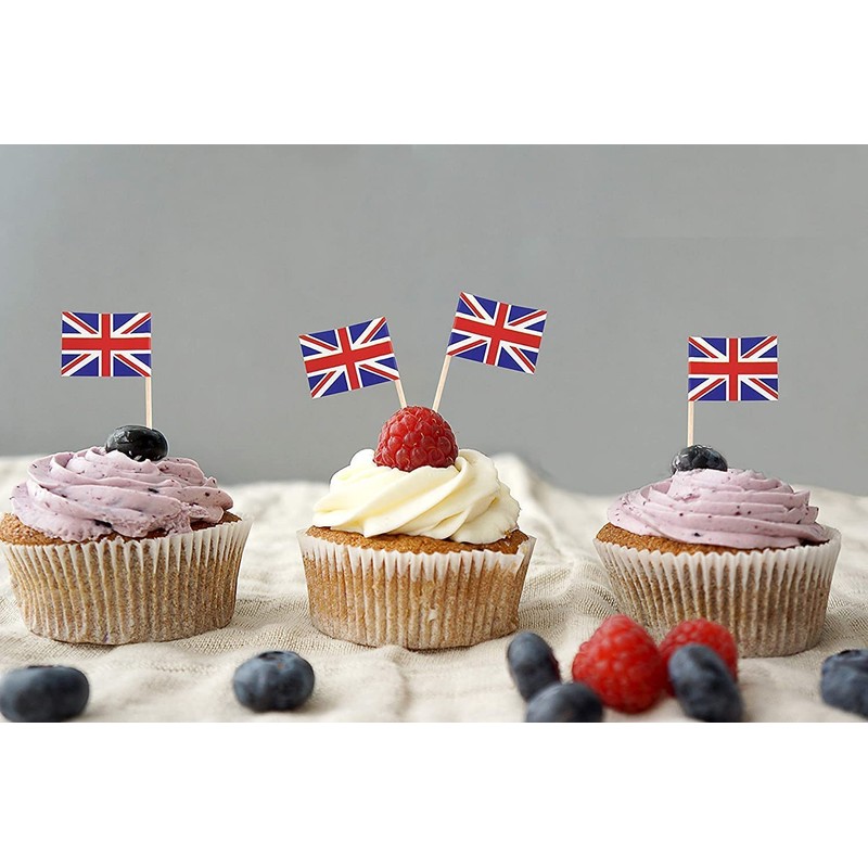 SHATCHI Union Jack Toothpicks British Sandwich Flags Food Cupcake Cocktail