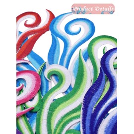 2 Pairs Flame Iron Patches,Tribal Embroidery Cloth Patches for Clothing Repair,Fire Large Iron on Patches for Jeans Hat Dress Pant Outfit Embellishment (Hot Pink)