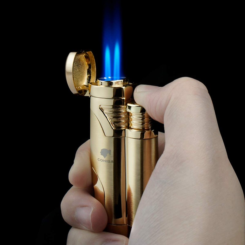 Cigar Torch Lighter with Punch Butane Refillable Lighters 2 Jet