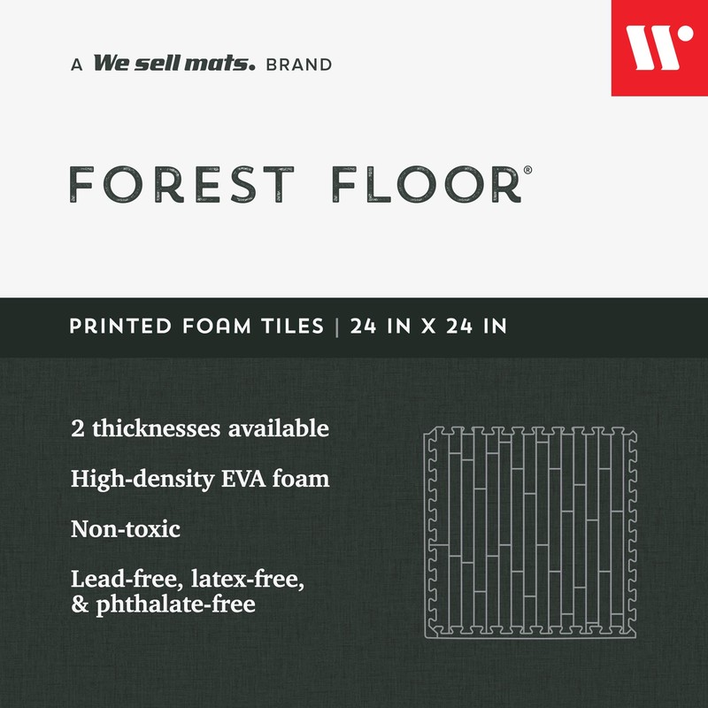 Forest Floor 3/8 Inch Thick Printed Foam Tiles, Premium Wood