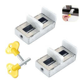 ZFYQ 2 Pack Sliding Window Locks, Window Lock with Key, Freely Adjustable, Protection for Children, Pets, Elderly, Suitable for Home, School, Bedroom and Offices.