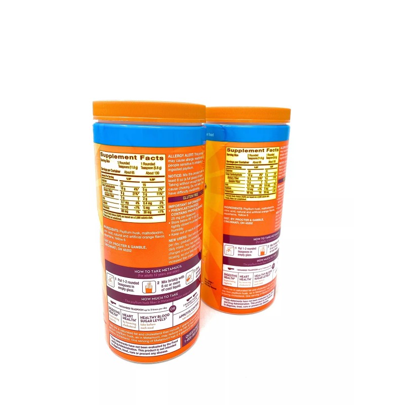 Metamucil Sugar Free Fiber Supplement, Orange Smooth 260 Servings