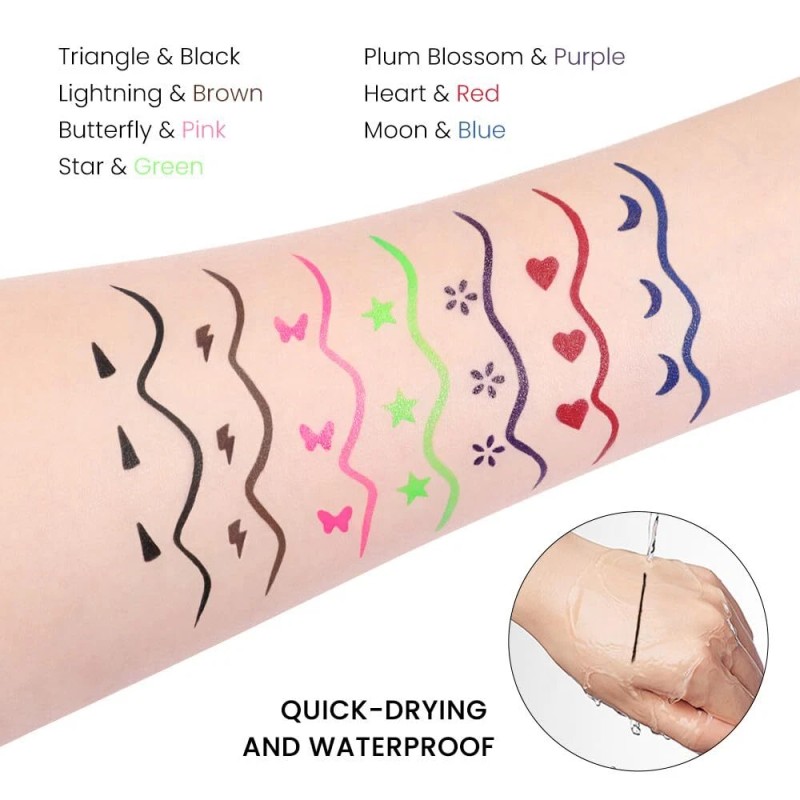 evpct 7Pcs Colored liquid Eye Liners Face Stamp Cosplay Gothic