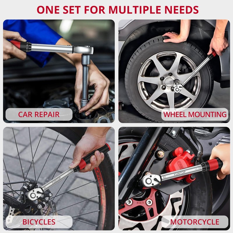 XUNTOP Torque Wrench 1/4 3/8 1/2 inch 3 PCS Drive