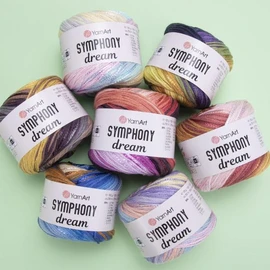 Hilo de algodón YarnArt Symphony Dream - 80% algodón, 20% viscosa, arcoíris, multicolor, para tejer de ganchillo, apto para todas las blusas, vestidos, chales, bolsos, sombreros, 273 yardas, 3.5 onzas