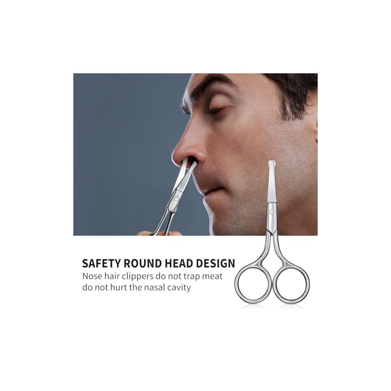 AsonTao Small Round Tip Nose Hair Scissors, Professional Grooming Scissors