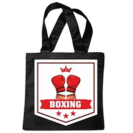 'King Boxing Rocky Stallone Boxing Gloves Sparring Boxer Box Club Shopping Bag Shoulder Bag School Bag Gym Bag in Black