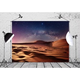 BELECO 8x6ft Fabric Desert Night Backdrop Galaxy Stars Photography Background Desert Sand Dunes Nature Landscape Starry Sky Stars Photo Background Newborn Baby Shower Banner Birthday Party Photoshoot