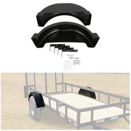 HECASA Set of 2 Single AXLE Trailer Fenders 13" Wheels Tires Plastic Fender Top Step Skirt Boat W/O Step (Black)