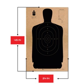 Cardboard Shooting Targets, 50 Yard Police Silhouette Shooting Target, Targets for Shooting Range (50 Target Pack, 24" x 45" Black)