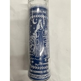 The Orisha Yemaya/Yemoja Unscented Blue Pillar Candle in Glass