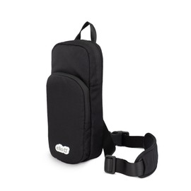 Ello Crossbody Sling Water Bottle Bag | Holds Bottles Up to 40oz | Hands-Free Bottle Carrier with Zippered Pockets, Adjustable Strap, and Drawstring Holder | Machine Washable | Black