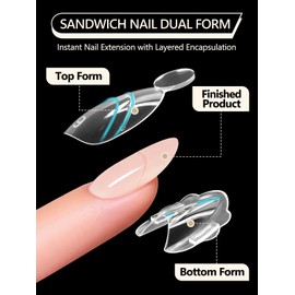 EBANKU 280PCS Sandwich Dual Nail Forms, Dual Forms for Polygel