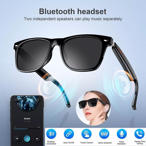 Smart Glasses Bluetooth Audio Sunglasses Open Ear Speaker Headset Headphone