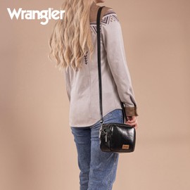 Wrangler Crossbody Bags for Women handbags and purses Small Shoulder Black Handbag Ladies Cross Body Purse with strap WG219-2025BK
