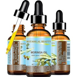 Botanical Beauty Moringa Oil . 100% Pure / Natural / Undiluted Cold Pressed Carrier Oil. 1 Fl.oz.- 30 ml. For Skin, Hair, Lip And Nail Care. "Moringa