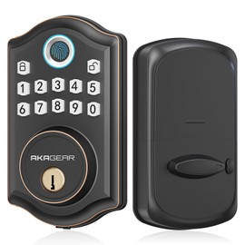 Keyless Entry Door Lock - AkaGear Smart Door Lock, Fingerprint Electronic Keypad Deadbolt Lock, Smart Lock for Front Door, Auto-Lock & One Touch Locking, Easy Installation - Oil Rubbed Bronze