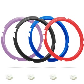 Beaquoei 4 Pack 3 QT Silicone Sealing Ring for Instapot Replacement Silicone Gasket Seal Rings with 4 Colors with 4 Float Valve Seal Gasket, Fits Mini 3, Duo/Plus 3, Ultra 3, Lux 3, Nova 3 Quart