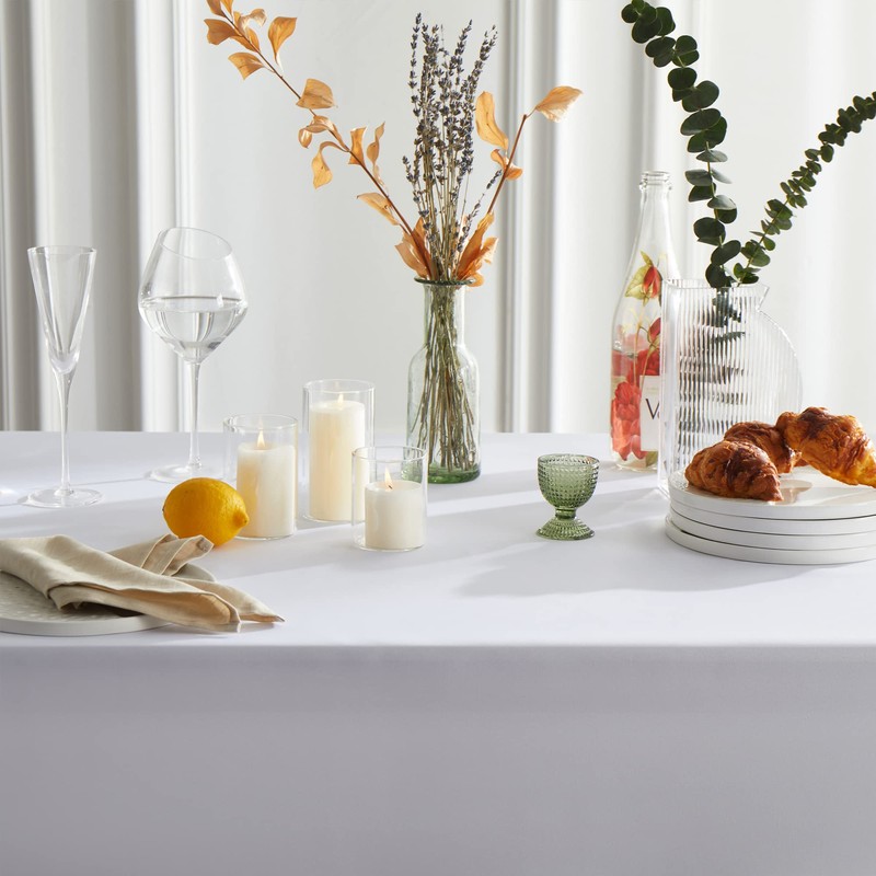 Mysky Home Square Tablecloth 54x54 Inch White Tablecloth Washable Polyester