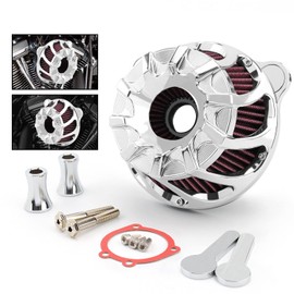 cycwer Chrome Air Cleaner Intake Filter 09004-0119 Fits for Harley Dyna Touring Road Glide King Softail Air Cleaner Intake Filter
