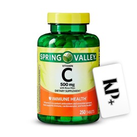 Spring Valley Vitamin C 500mg with Rose HIPS Tablets Dietary Supplement, Antioxidant Protection, 250 Tablets (Pack of 1)