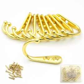 Hymyily 10 Pcs Zinc Alloy Wall Hanging Hooks Antique Hooks High Load Capacity Hardware Hanging Hooks Kitchen Wall Hanging Clothes Hanging (Gold)