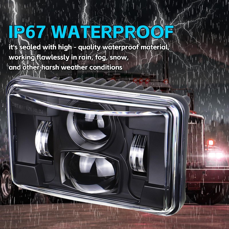 4x6 Inch LED Headlights Rectangular Light DOT Approved High/Low Beam