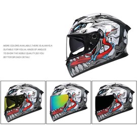 MotuoMr Unisex-Adult Full Face Motorcycle Helmet DOT Approved Motorbike Moped Street Bike Racing Crash Helmet with Graphic (Transparent Mirror, Small)
