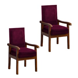 NICEEC Wine Red Spandex Arm Chair Covers for Dining Chairs Super Soft Chair Covers Armchair Easy Fit Chair Cover Set of 2 Washable Chair Protector with Zipper for Kitchen Wedding Party Living Room